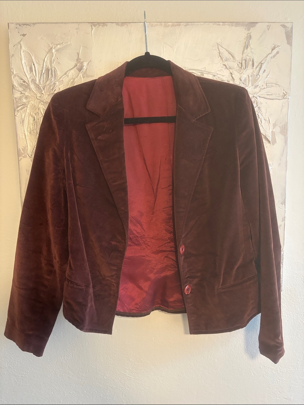 MJ CONCEPTS SPORTSWEAR Women's Velvet Blazer Jacket - Deep Burgundy